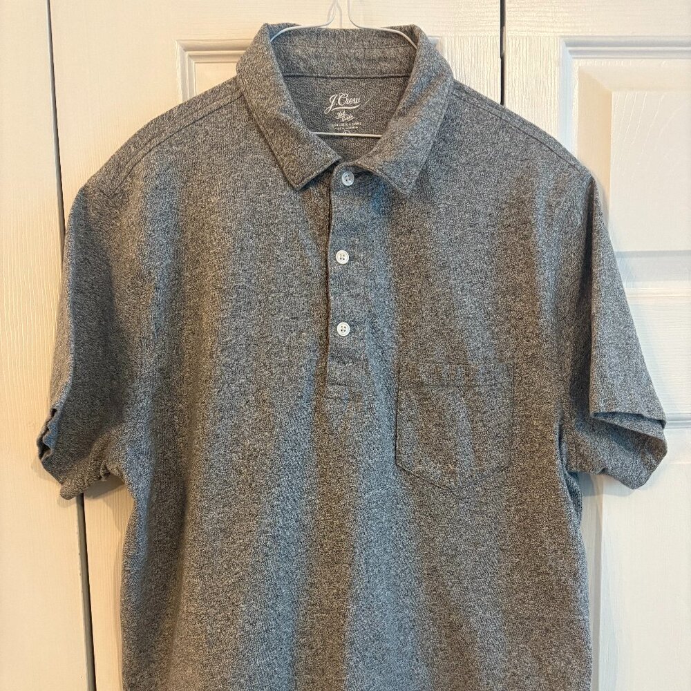 J. Crew Men's Polo - Slub Cotton Yarns - Gray - Size L